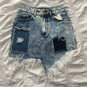 Retrofete Denim Patchwork Skirt